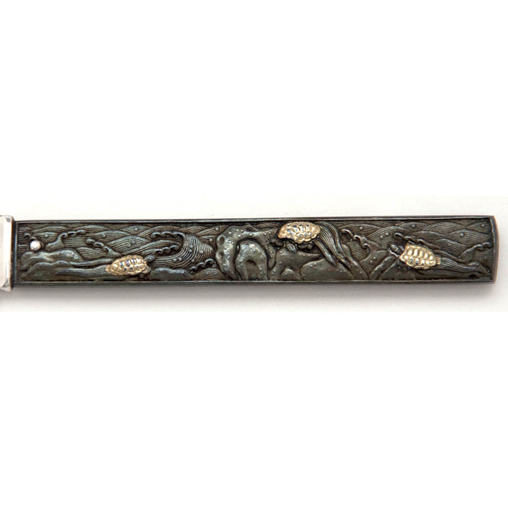 Turtles on Gorham Antique Mixed Metal Japanese Design Fruit Knives, set of 6, Providence, RI, c. 1880
