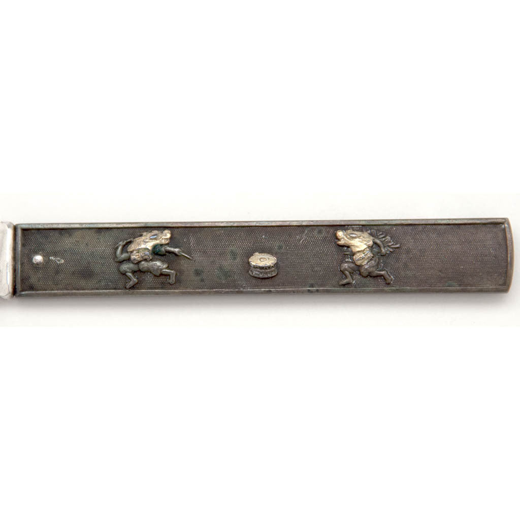 Warriors on Gorham Antique Mixed Metal Japanese Design Fruit Knives, set of 6, Providence, RI, c. 1880