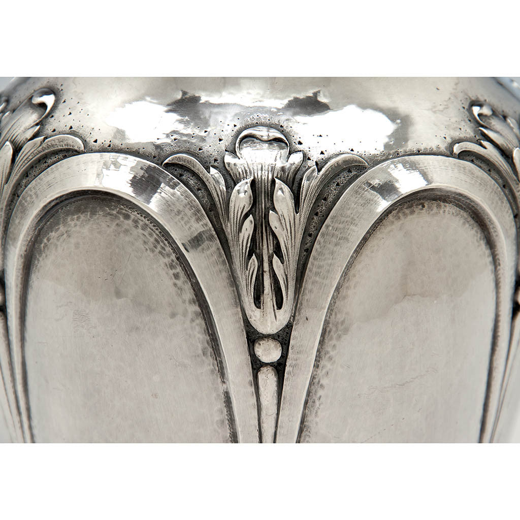 Detail of Clemens Friedell Arts &amp; Crafts Sterling Silver and Oyster Shell Lamp, Pasadena, CA, c. 1920