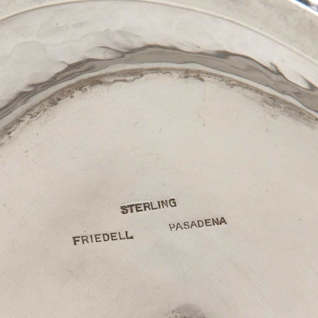 Marks on Clemens Friedell Arts &amp; Crafts Sterling Silver and Oyster Shell Lamp, Pasadena, CA, c. 1920