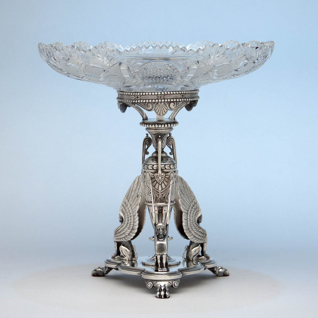 Compote to Victorian Sterling Silver Egyptian Revival Garniture Suite by Frederick Elkington, Birmingham, 1885/86