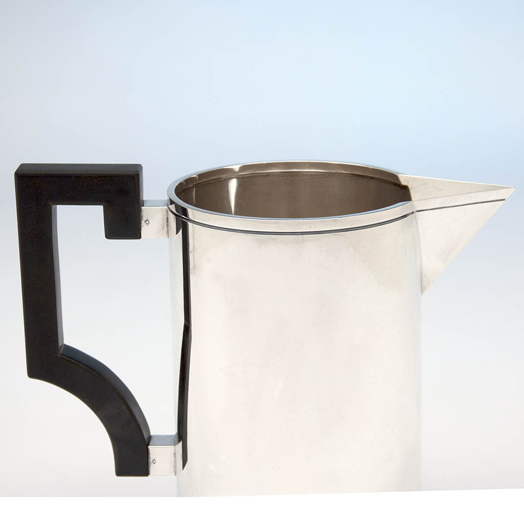 Spout to Erik Magnussen Designed for Gorham &#39;Modern American&#39; Art Deco Sterling Silver Pitcher, Providence, 1928