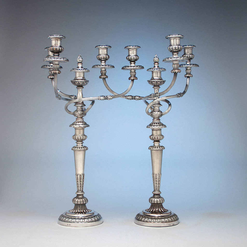 Pair of Matthew Boulton Antique Sheffield Plate 4-light Candelabra, Birmingham, England, c. 1810