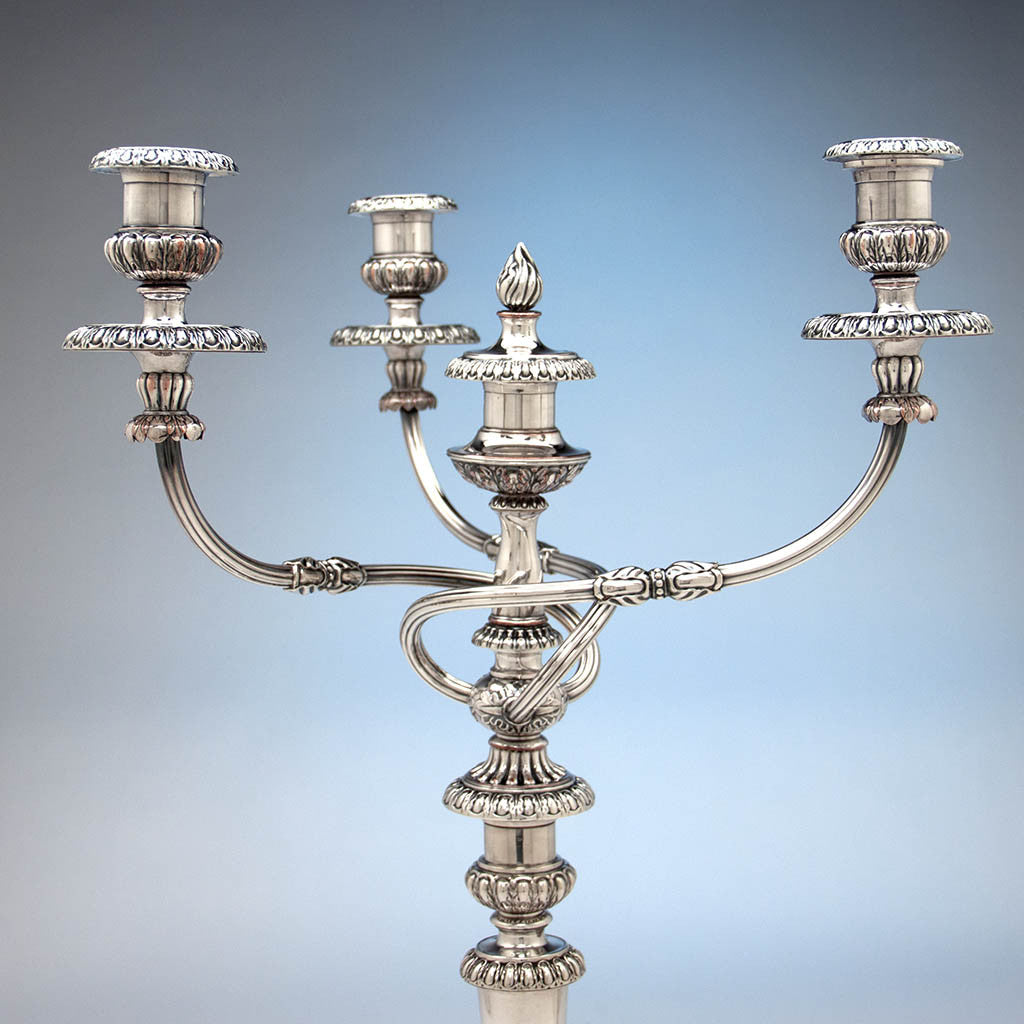 Arms of Pair of Matthew Boulton Antique Sheffield Plate 4-light Candelabra, Birmingham, England, c. 1810