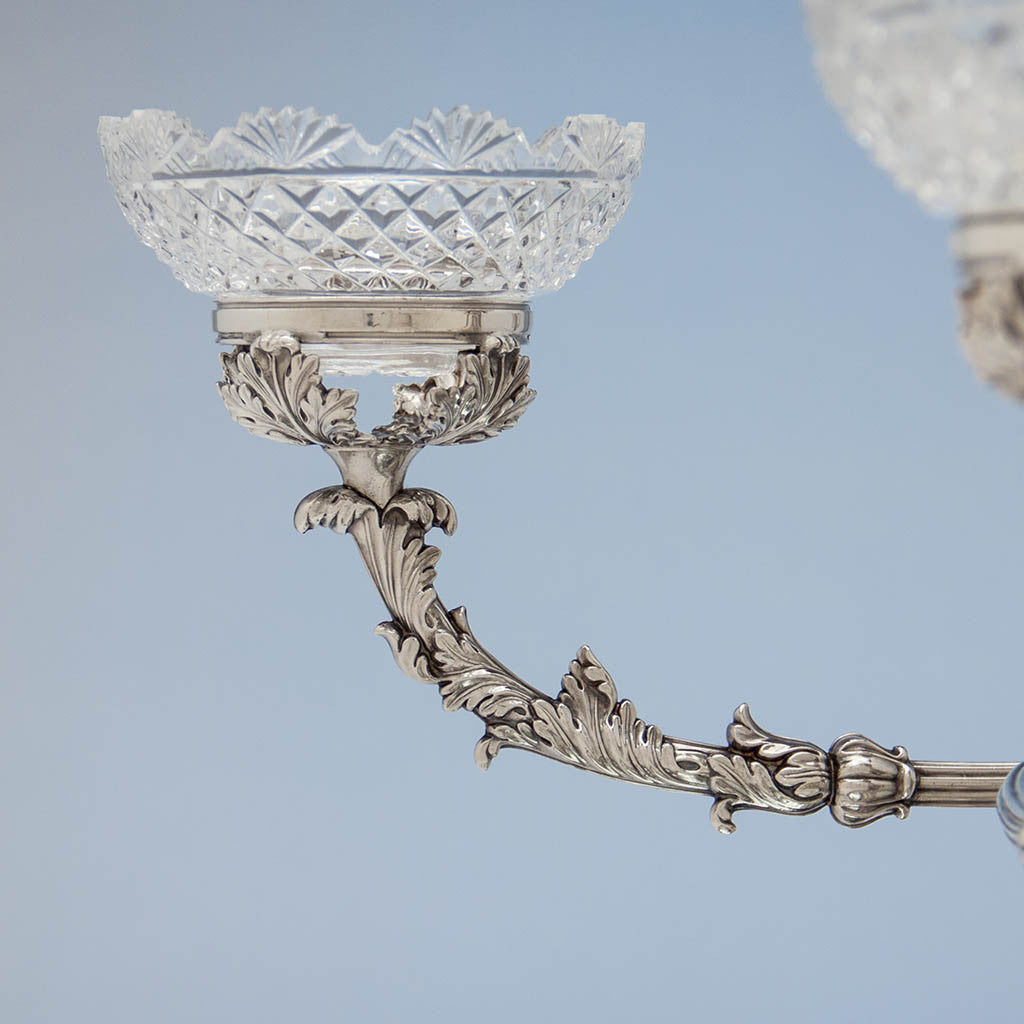 Arm of Antique Sheffield Plate Figural Epergne by T. &amp; J. Creswick, Sheffield, c. 1820