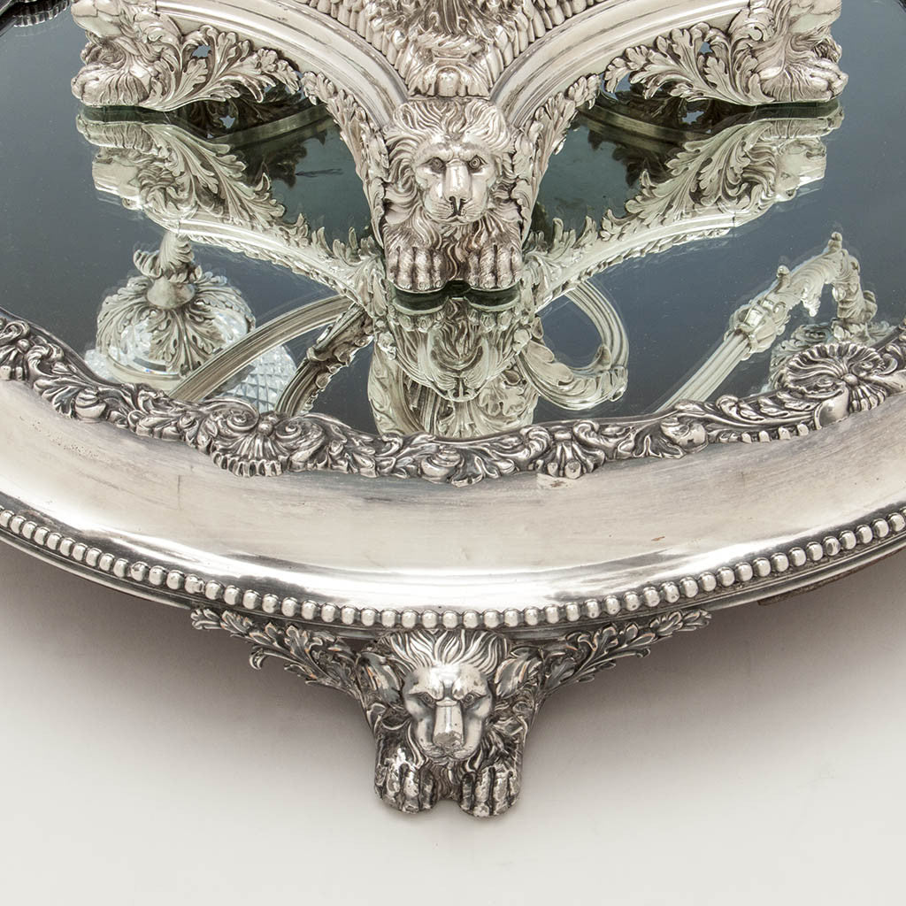 Feet of Antique Sheffield Plate Figural Epergne by T. &amp; J. Creswick, Sheffield, c. 1820