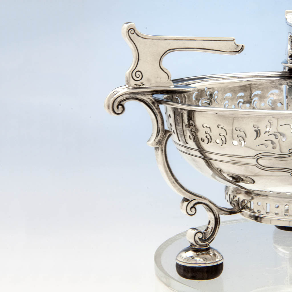 Detail of Arthur Stone Arts &amp; Crafts Sterling Silver Brazier, Gardner, MA, c. 1915