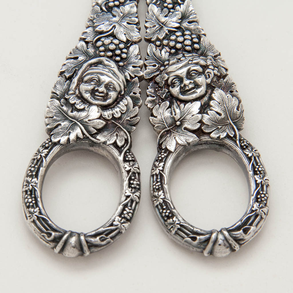 Detail of George IV Antique Sterling Silver Grape Shears by John Reily, London, 1823/24