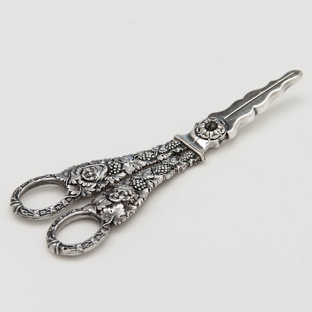 George IV Antique Sterling Silver Grape Shears by John Reily, London, 1823/24