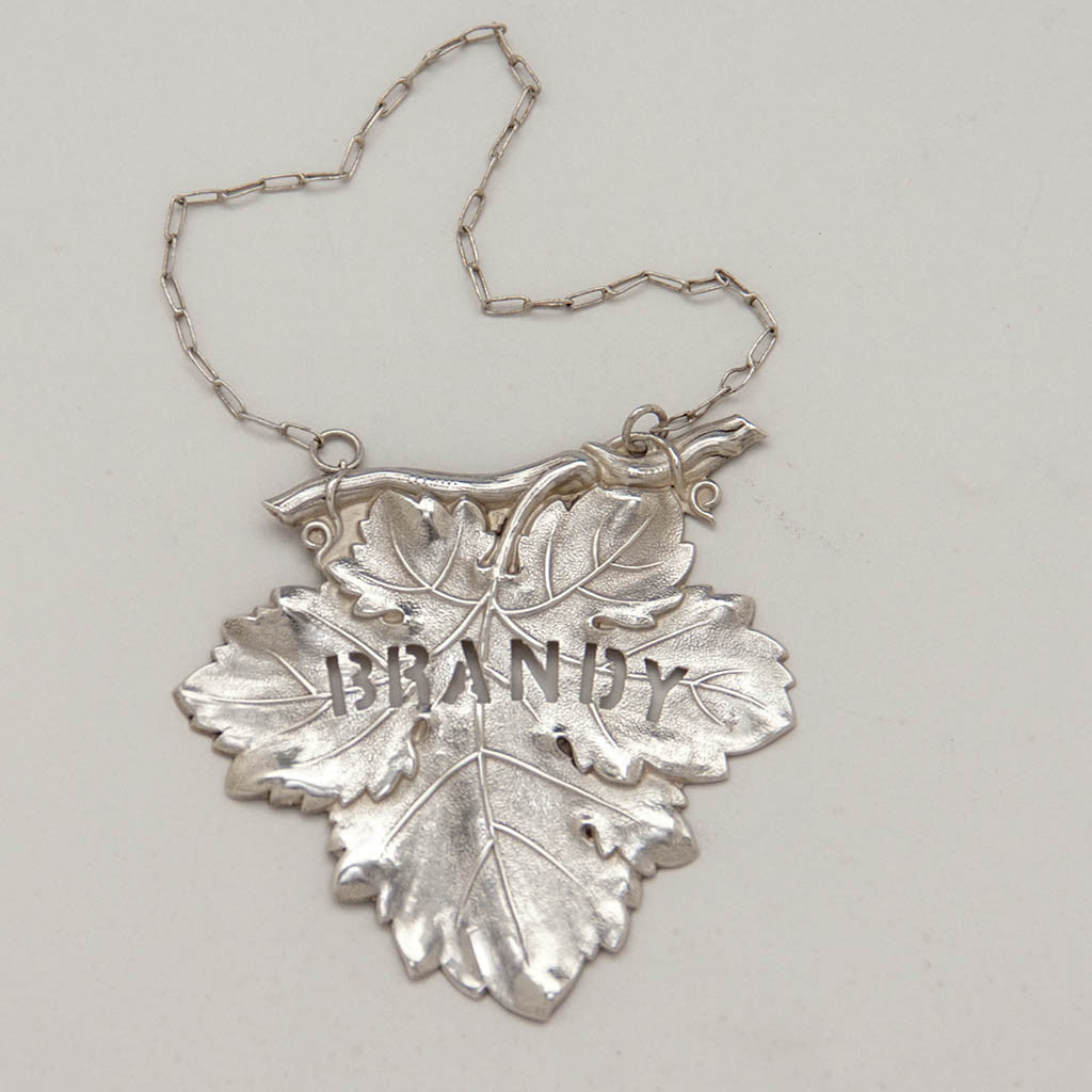 Brandy Ticket of Pair of Eoff &amp; Shepard Rare Coin Silver Decanter Labels, New York City, 1852-60
