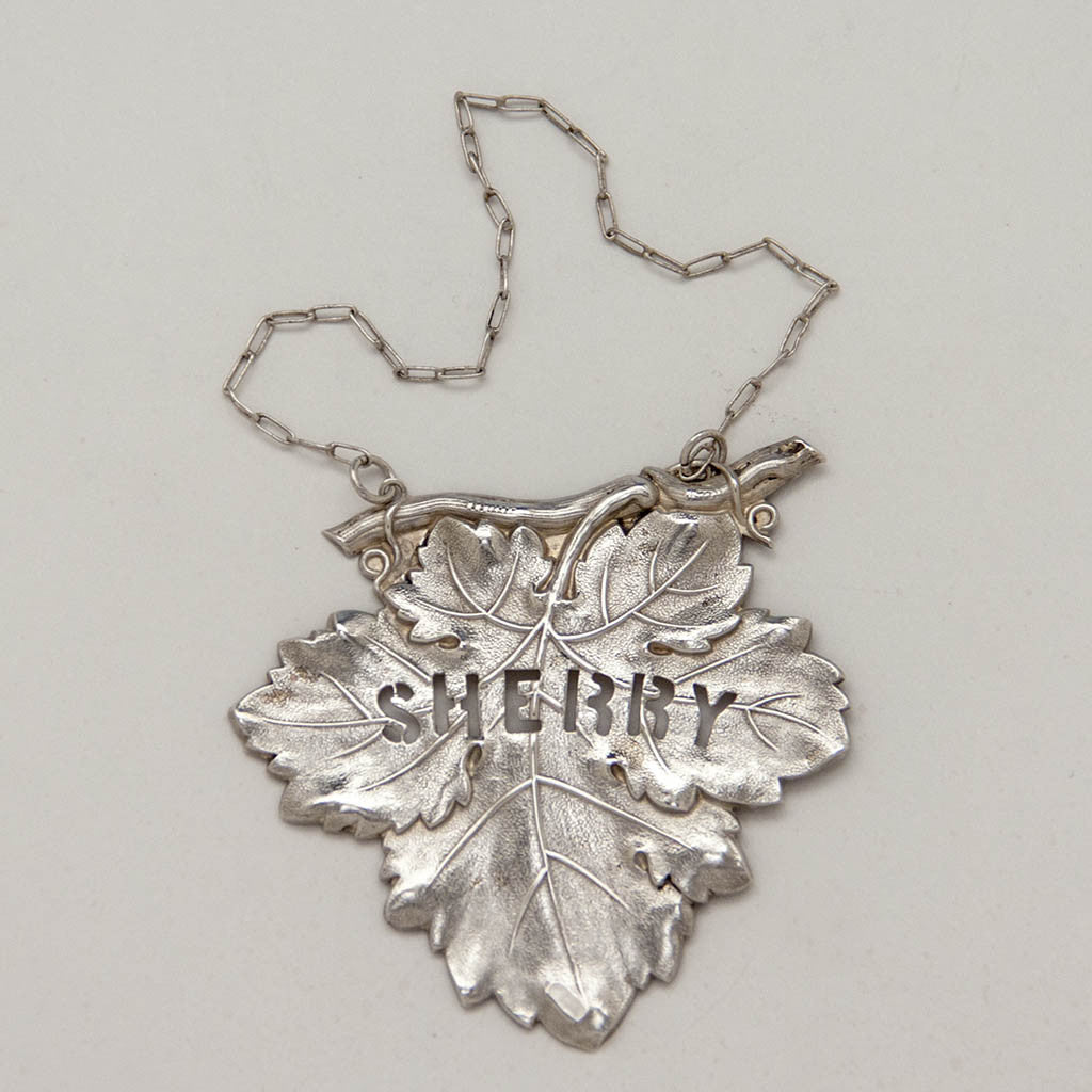 Sherry Ticket of Pair of Eoff &amp; Shepard Rare Coin Silver Decanter Labels, New York City, 1852-60