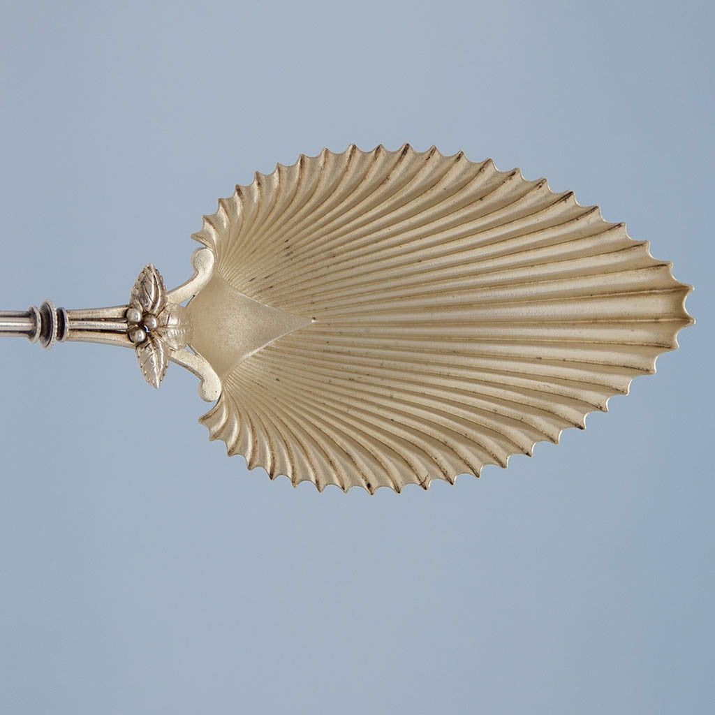 Bowl of Whiting (attr.) Bird Nest Design Antique Sterling Silver Serving Spoon, c. 1870