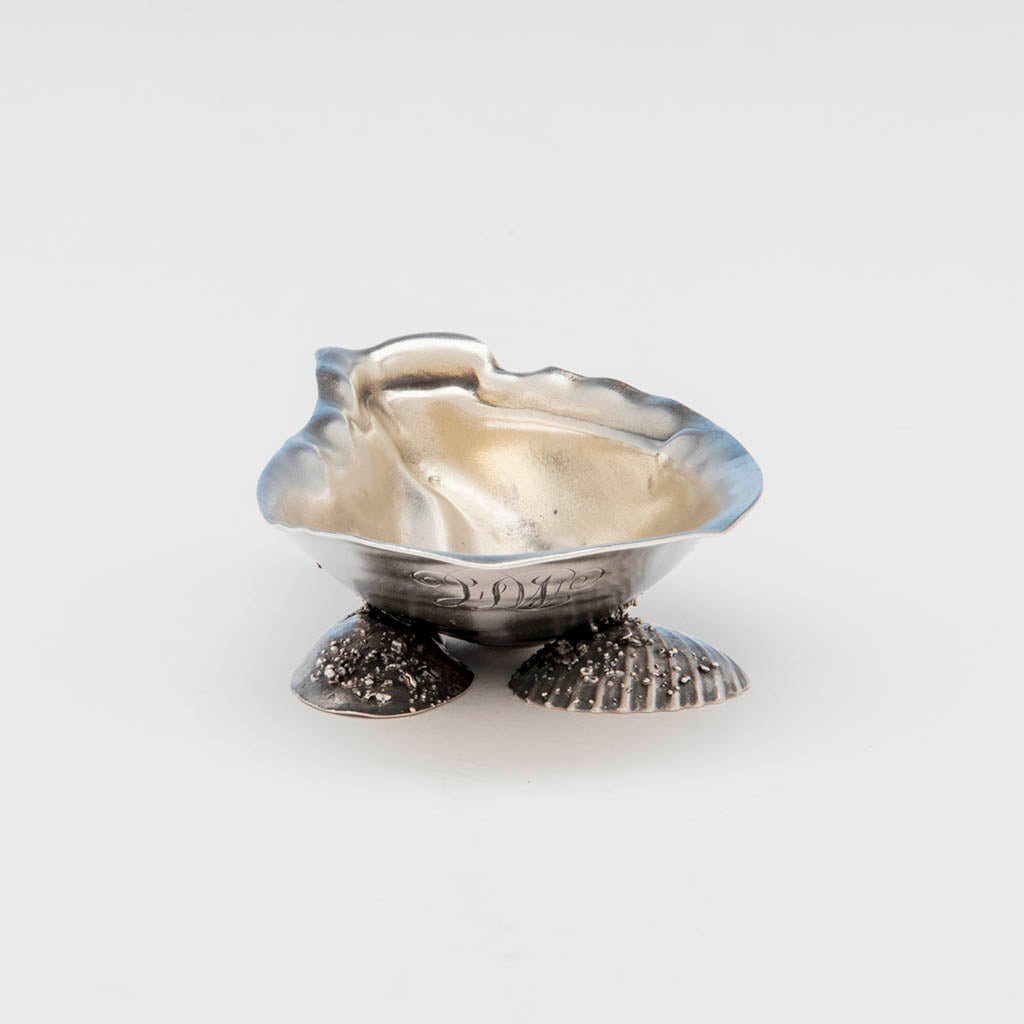 Shell feet on Gorham Antique Sterling Silver Shell Almond Dish, Providence, RI, 1891