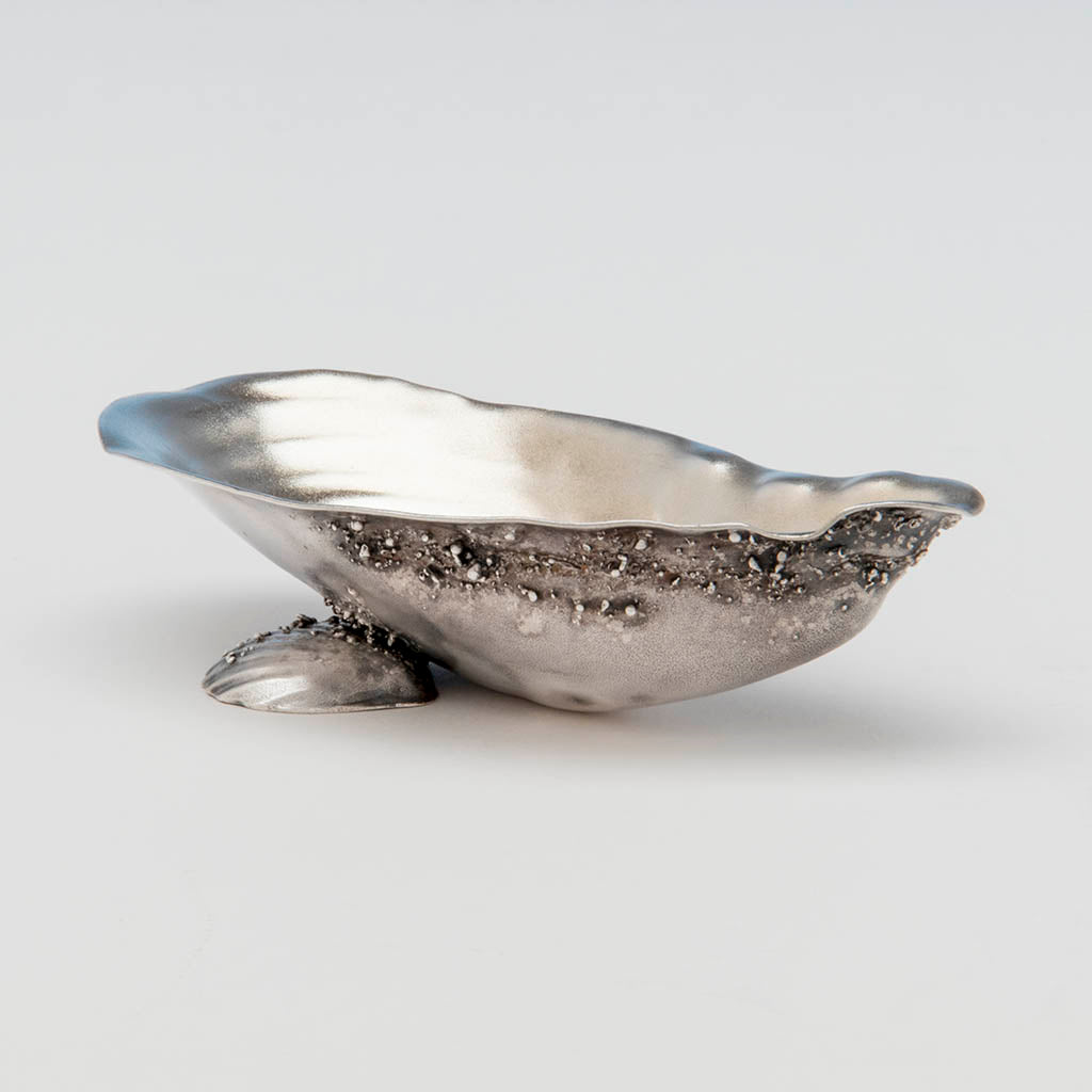Side detail of Gorham Antique Sterling Silver Shell Almond Dish, Providence, RI, 1891