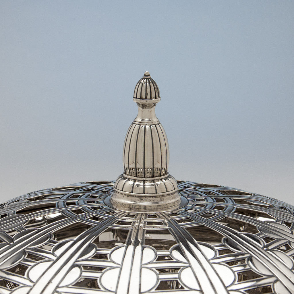 Finial on Erik Magnussen for Gorham Art Deco Large Covered Centerpiece, Providence, RI, 1925 