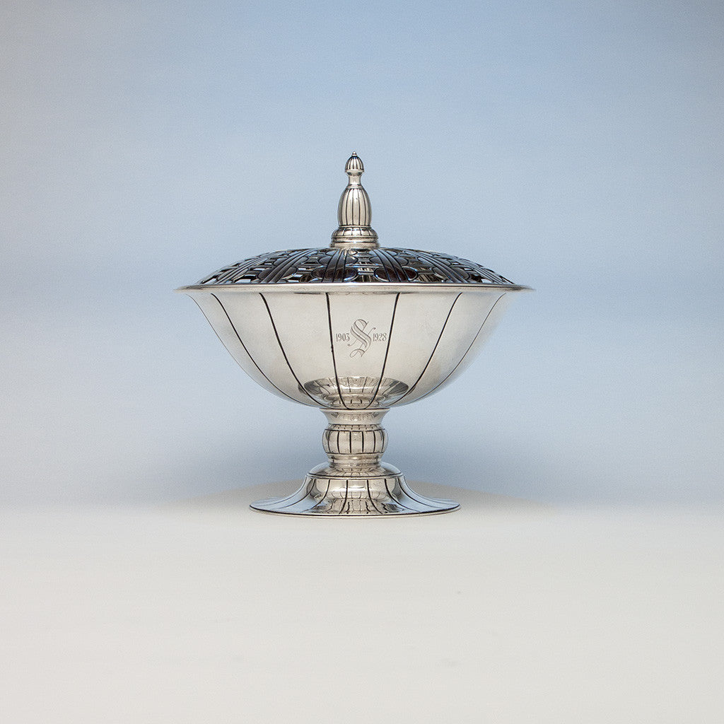 Erik Magnussen for Gorham Art Deco Large Covered Centerpiece, Providence, RI, 1925 