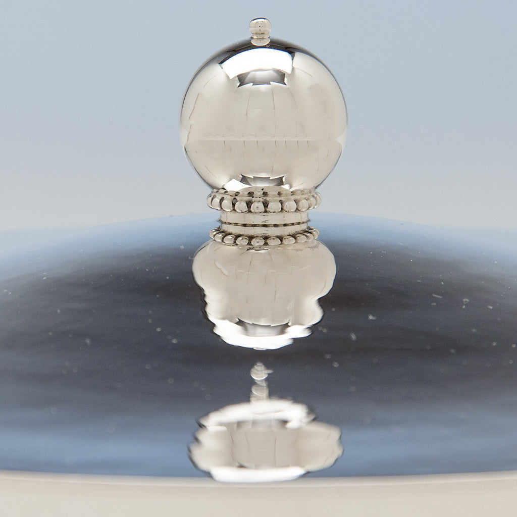 Handle to Tuttle Silversmiths Sterling Silver Modernist Covered Bowl, Boston, 1938