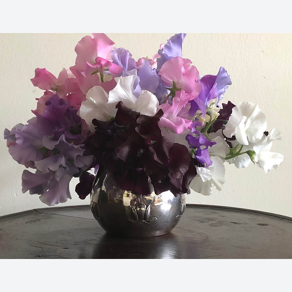 The Kalo Shop Early Arts &amp; Crafts Sterling Silver Bowl or Vase, Park Ridge, IL, c. 1908-12 with flowers