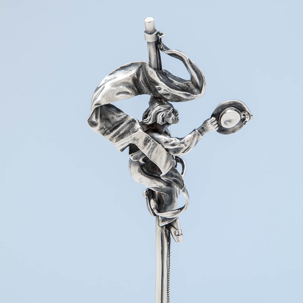 Handle back of Tiffany &amp; Co Antique Sterling Silver Figural Punch Ladle, New York City, 1870-75