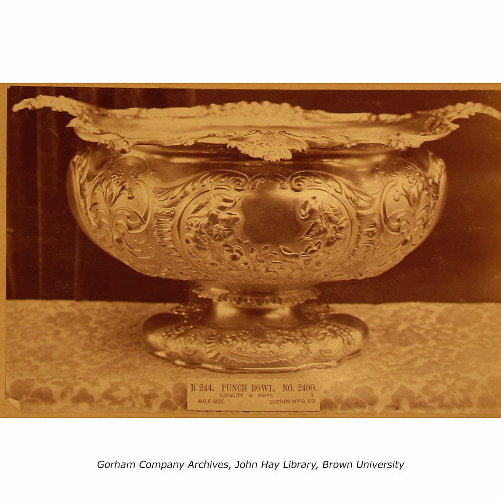 Archival image of the Gorham Antique Sterling Silver Massive Punch Bowl, Providence, RI, 1886