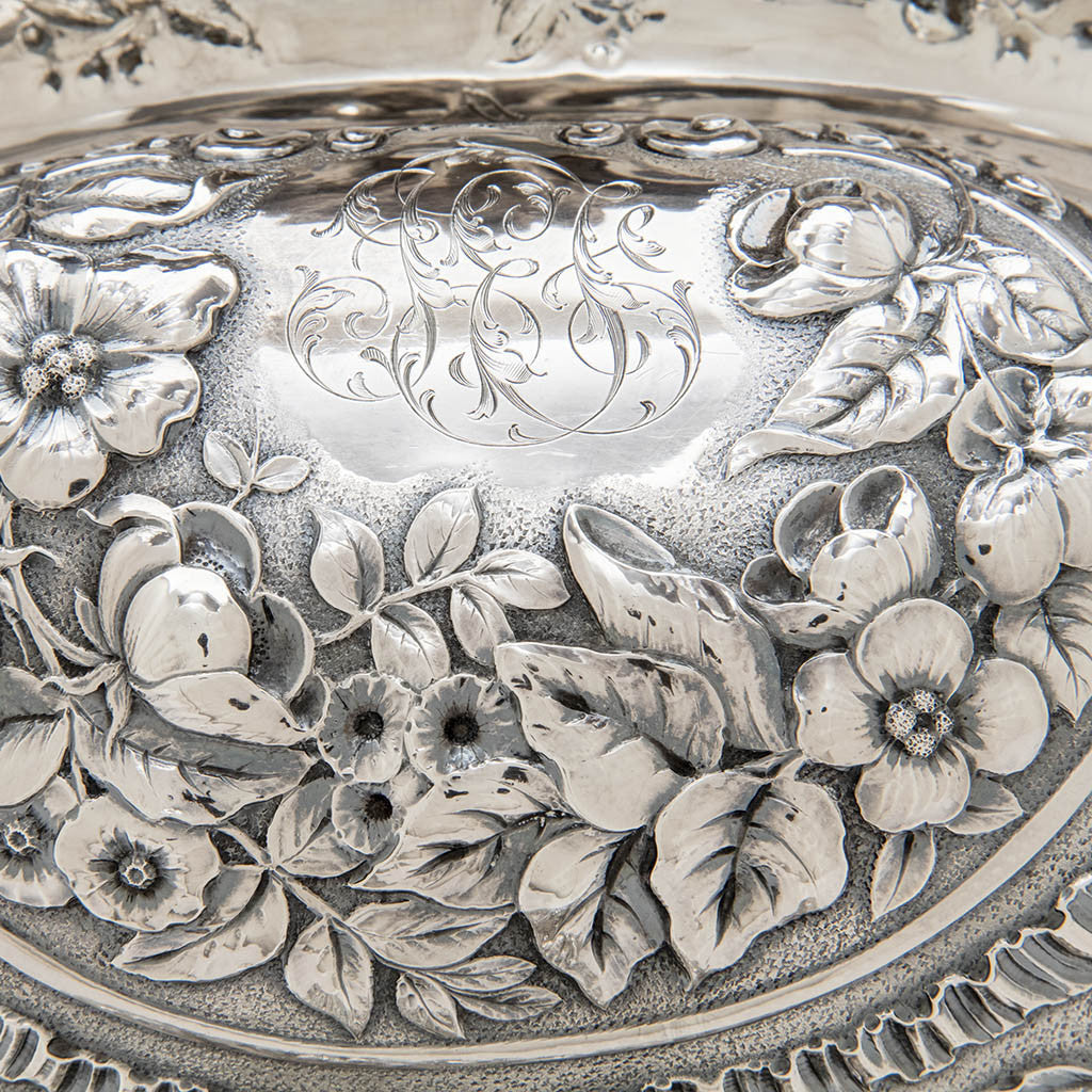 Monogram on Gorham Antique Sterling Silver Massive Punch Bowl, Providence, RI, 1886
