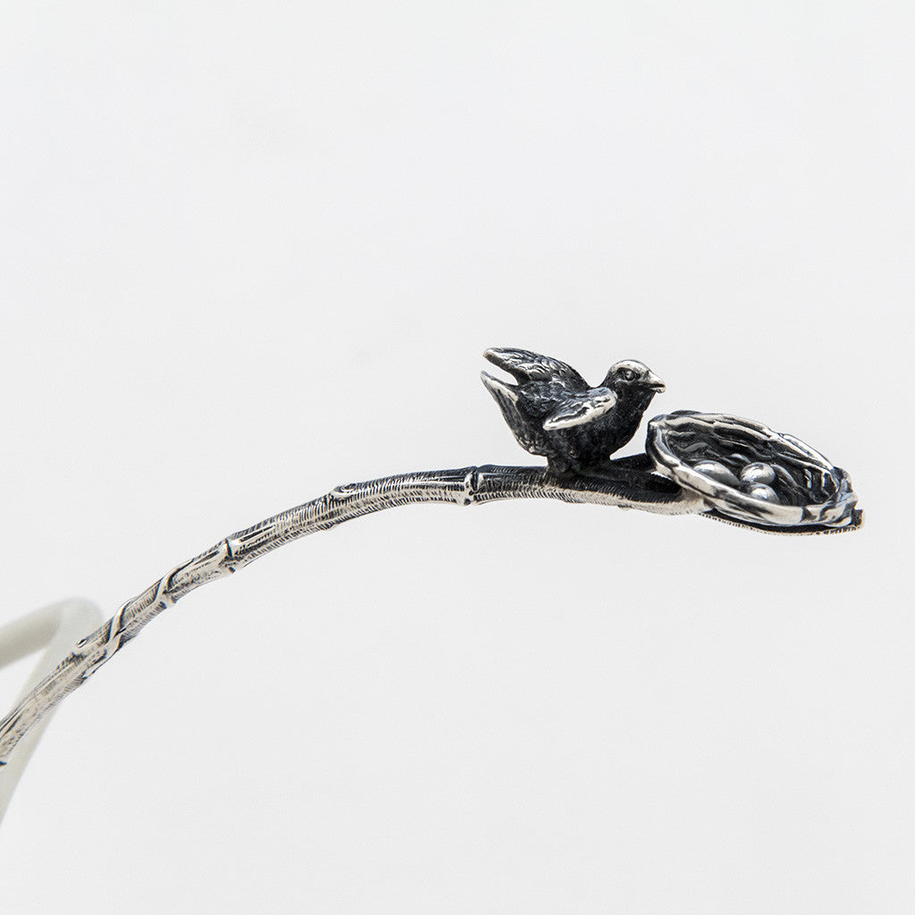 Handle of the Gorham &quot;Bird&#39;s Nest&quot; Antique Sterling Silver Pierced Ladle, Providence, RI, c. 1870