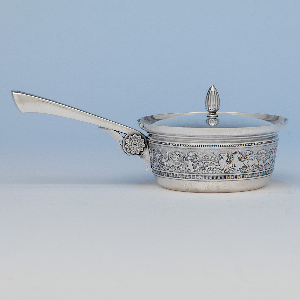 Gorham Antique Sterling Silver Covered Porringer, Providence, RI, 1874