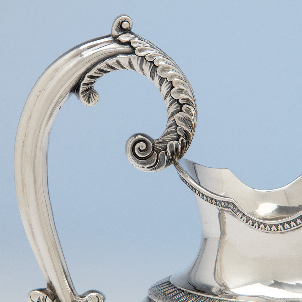 Handle detail Thomas Fletcher (attributed) American Classical Silver Water Pitcher retailed by Baldwin Gardiner, New York, c. 1835-40