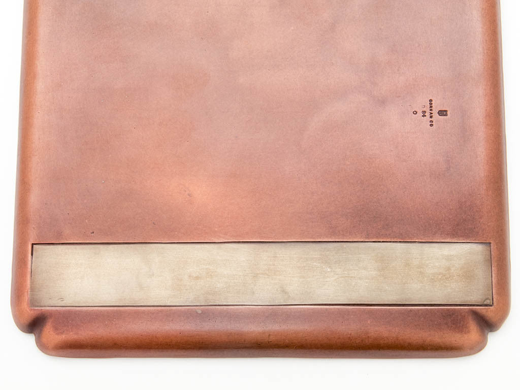 Back of Gorham Antique Mixed Metal Square Tray, Providence, RI, 1882