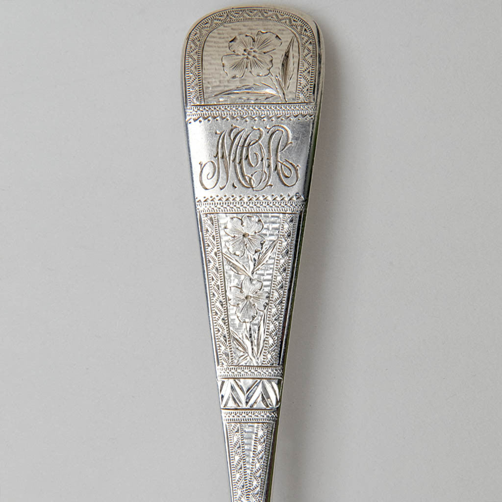 Handle detail J. E. Caldwell Antique Sterling Silver Buckwheat Pancake or Pastry Server, Philadelphia, c. 1880