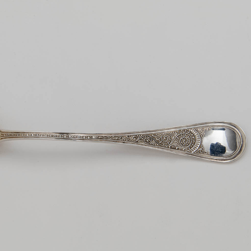 Handle of Knowles &#39;Coronet&#39; Pattern Antique Sterling Silver Serving Spoon, Providence, RI, c. 1880&#39;