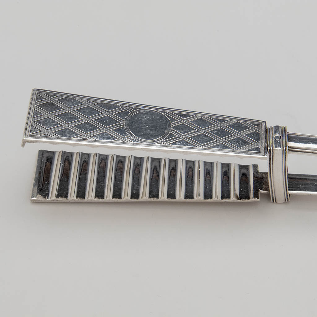 Blades of Pavel Sazikov Antique Russian Silver Asparagus Tongs, Moscow, 1846 