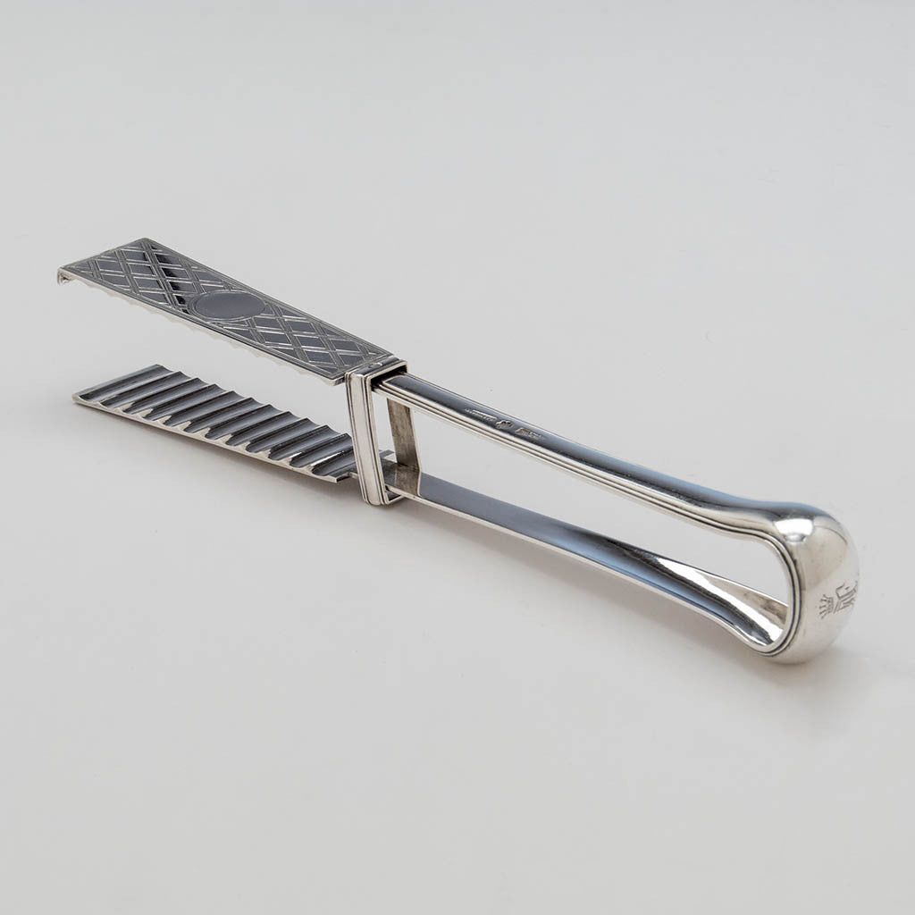 Pavel Sazikov Antique Russian Silver Asparagus Tongs, Moscow, 1846 