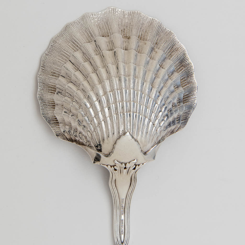 Bowl back on Tiffany &amp; Co. &#39;Strawberry&#39; Pattern Antique Sterling Silver Scallop Shell Bowl Serving Spoon, c. 1900