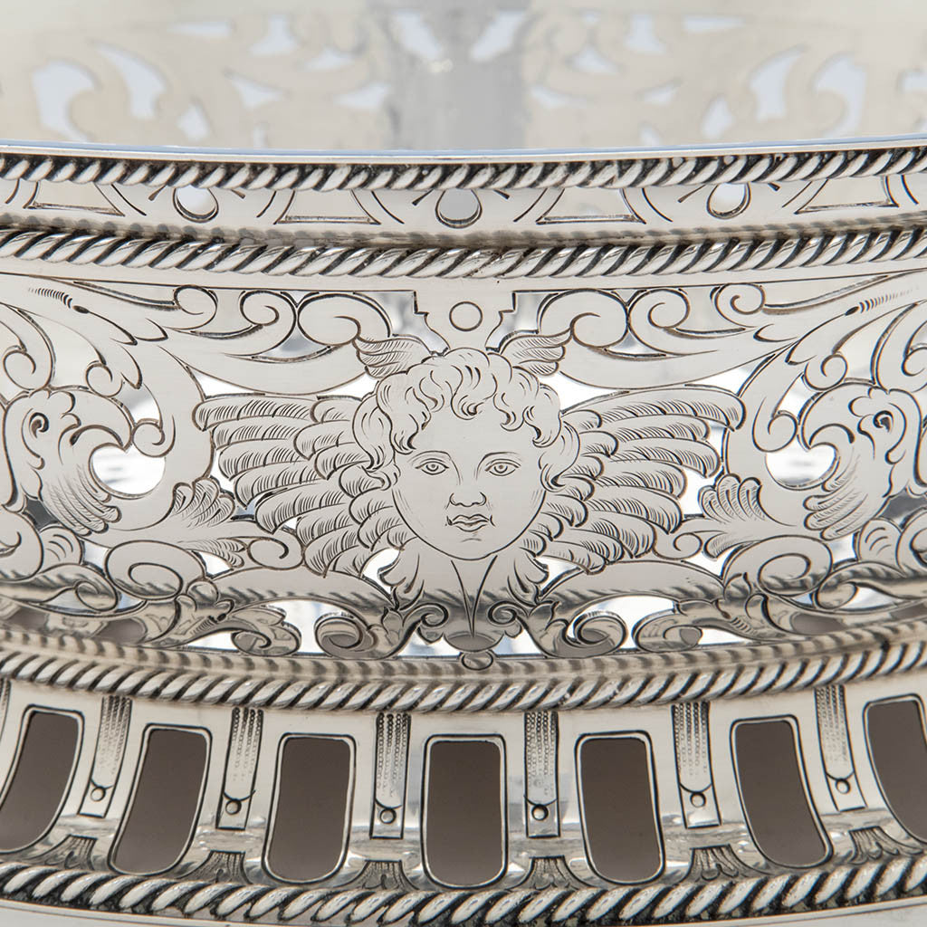 Putti mask on Gorham Antique Sterling Silver Centerpiece Bowl with Liner, Providence, RI, 1913