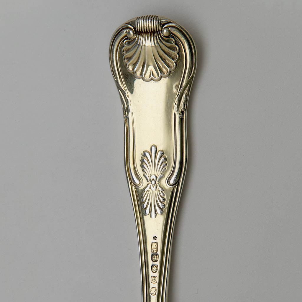 Back and marks on the English Antique Sterling Silver Gilt Pastry or Ice Cream Serving Spade, William Chawner, London, 1816/17