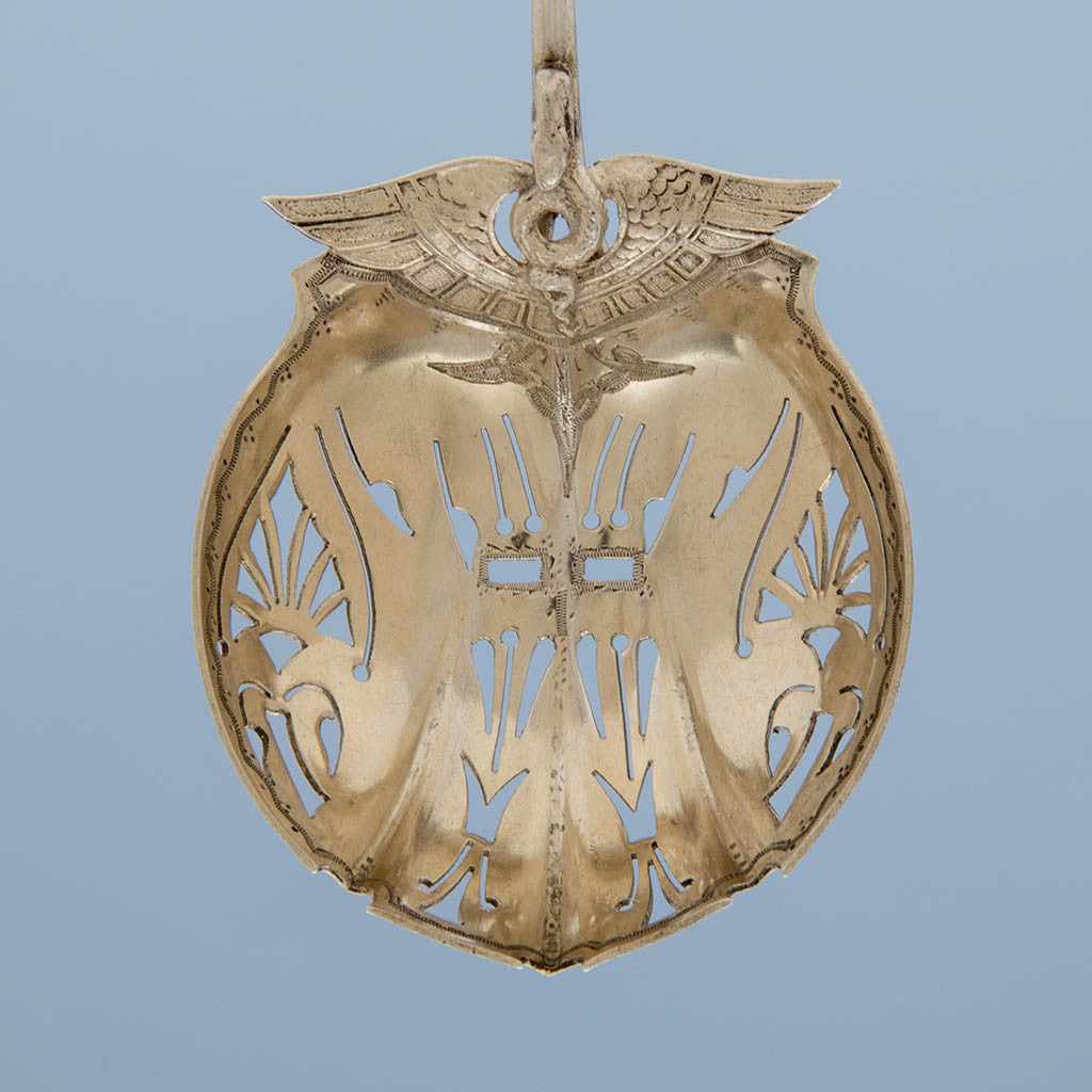 Bowl of Gorham &#39;Isis&#39; Pattern Antique Sterling Silver Sugar Sifter, Providence, RI, c. 1870