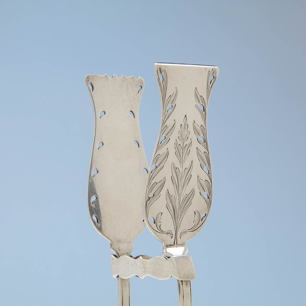 Blades of John Wendt &quot;Ram&#39;s Head&quot; Antique Sterling Silver Asparagus Tongs, New York City, c. 1870&#39;s