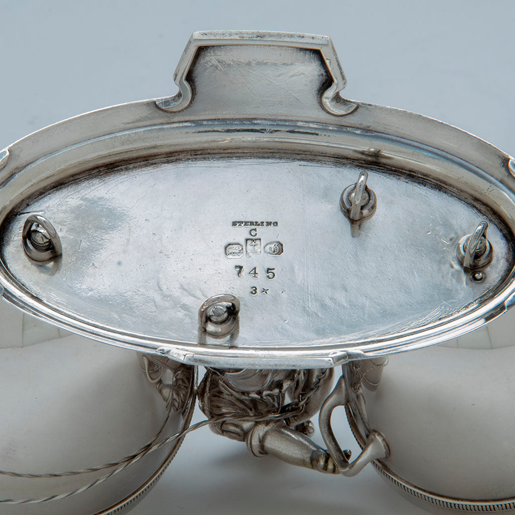 Marks on Gorham Antique Sterling Silver Figural Dessert Cream &amp; Sugar Stand, Providence, RI, 1870