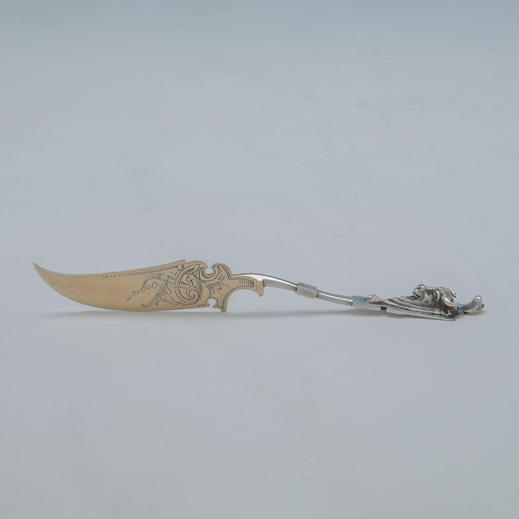 Knife to George Sharp Antique Sterling Silver &#39;Bull Pickle Set, Philadelphia, PA, c. 1870