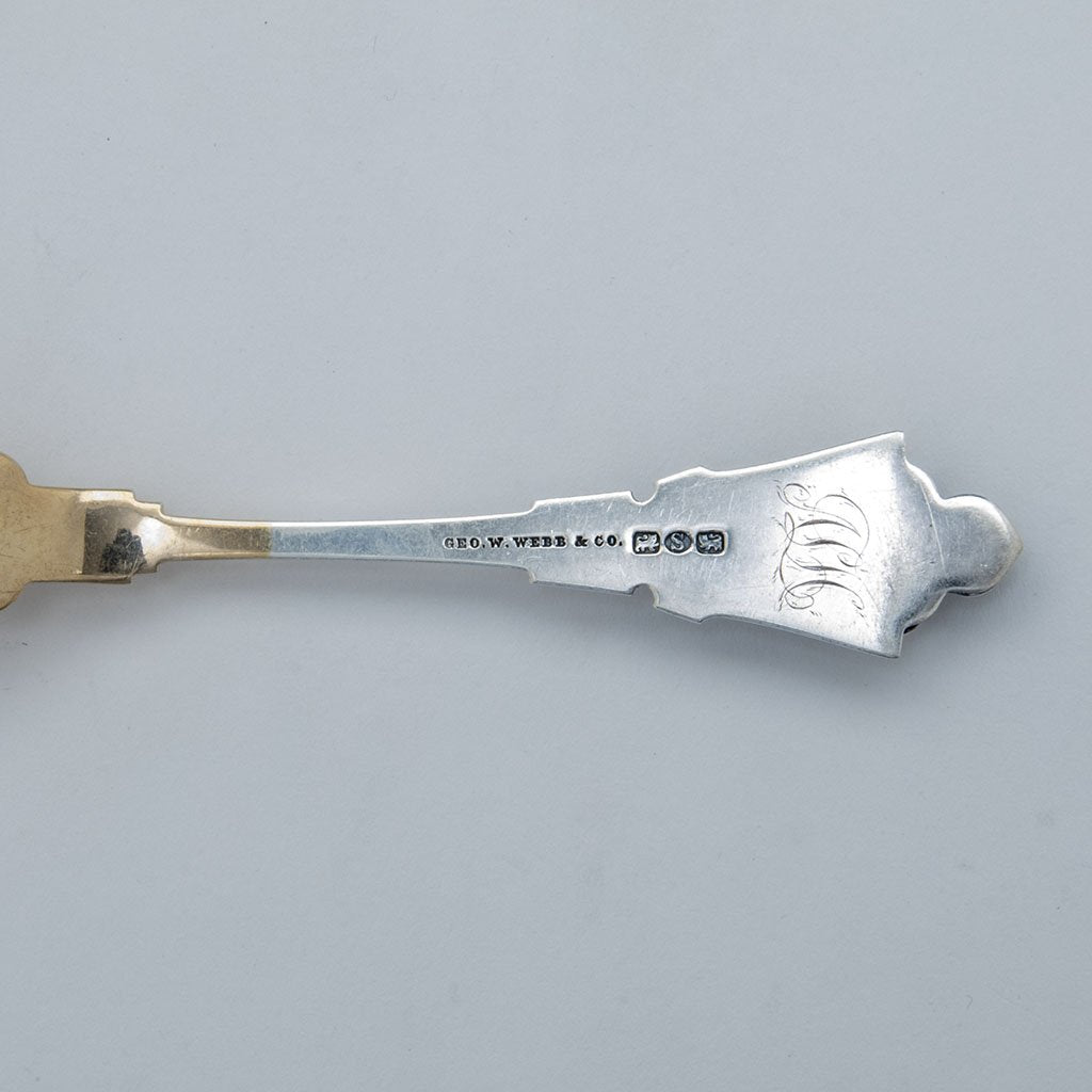 Marks and monogram on George Sharp Antique Sterling Silver &#39;Bull Pickle Set, Philadelphia, PA, c. 1870