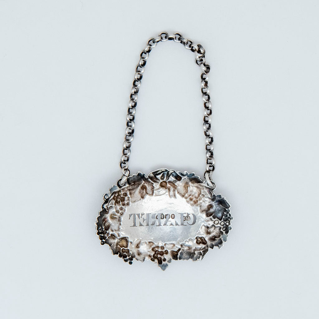 Back of William Brown George IV Antique Sterling Silver Claret Label, London, 1826/27