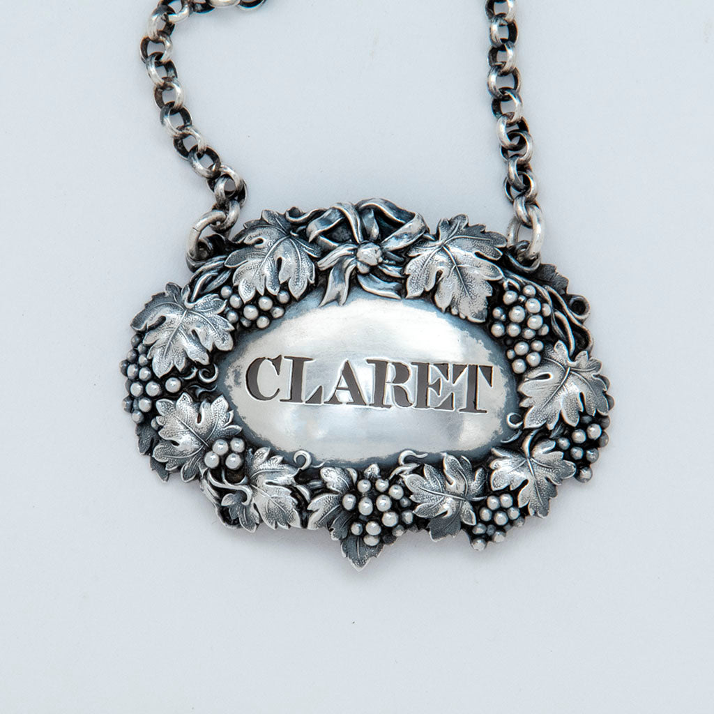 Detail of William Brown George IV Antique Sterling Silver Claret Label, London, 1826/27