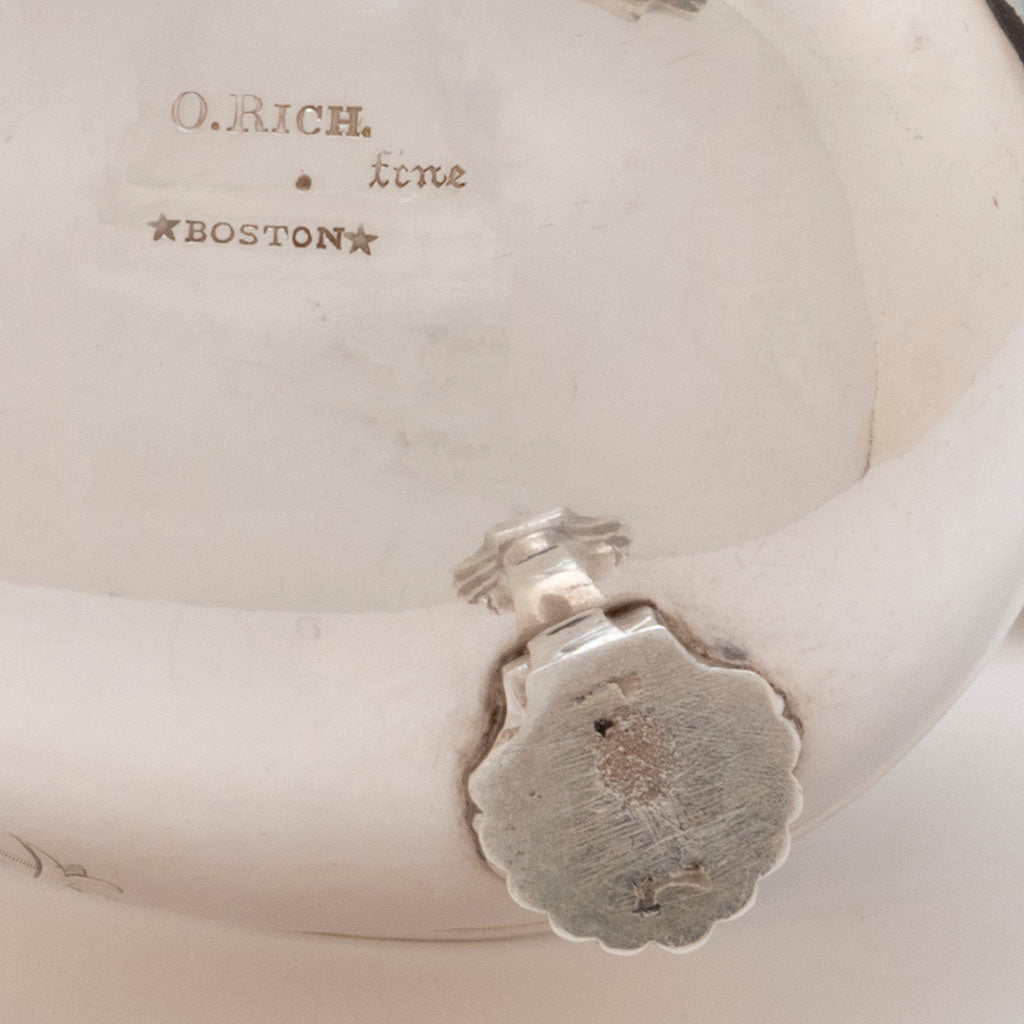 Marks on Obadiah Rich Coin Silver Figural Gravy Boat, Boston, MA, c. 1840s