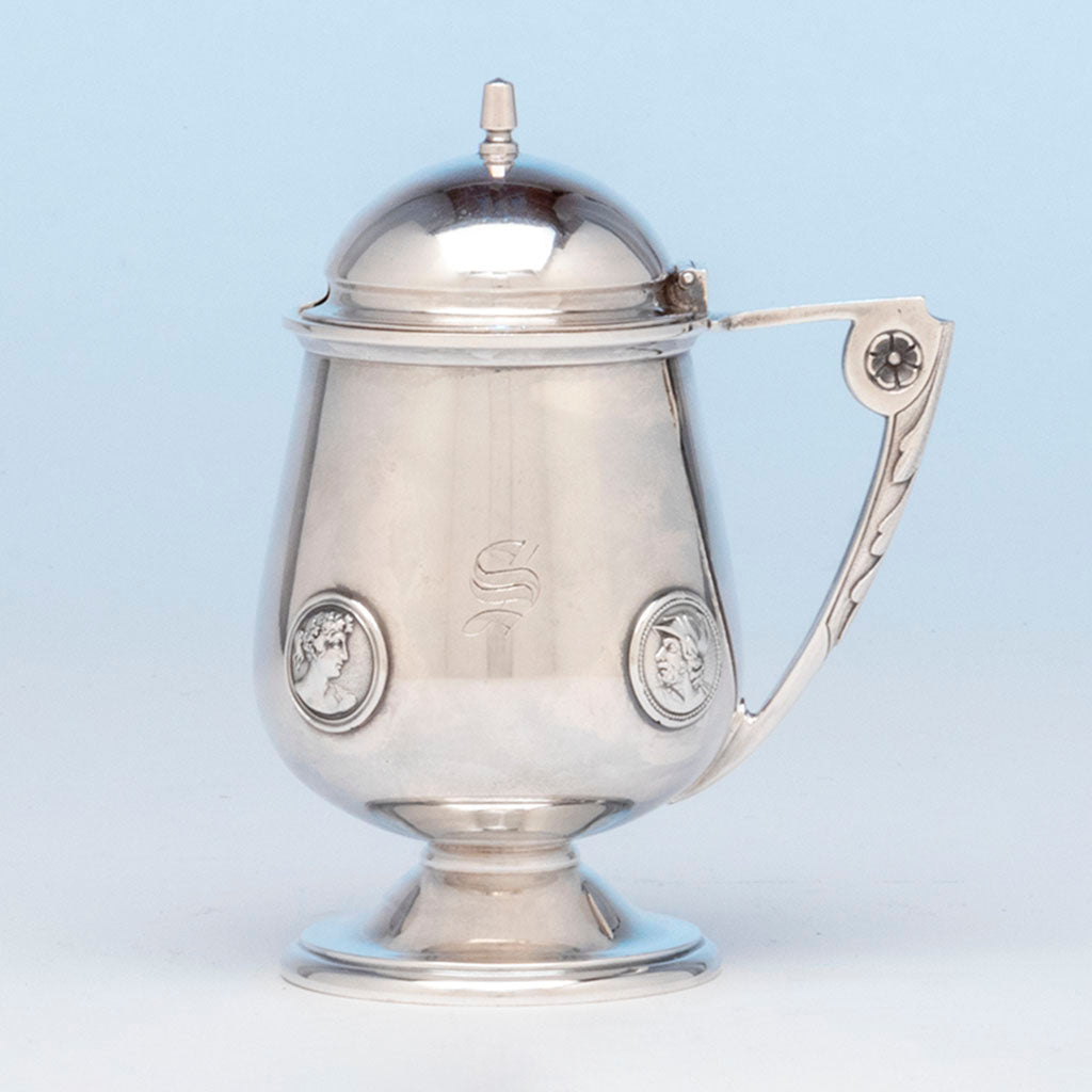 Gorham Antique Coin Silver Medallion Mustard Pot, Providence, RI, c. 1865