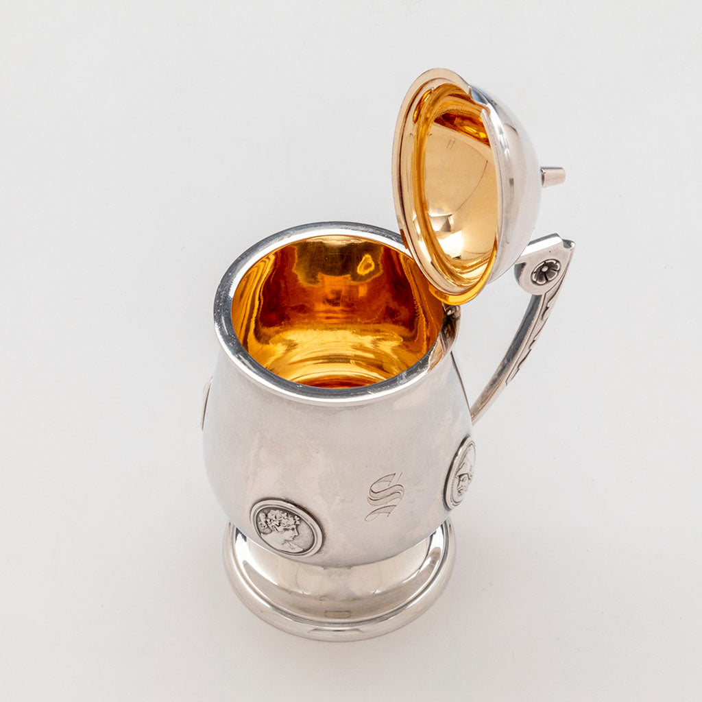 Interior of Gorham Antique Coin Silver Medallion Mustard Pot, Providence, RI, c. 1865