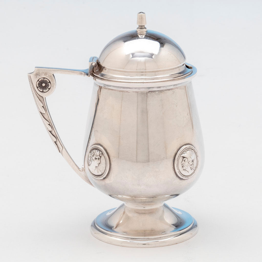 Detail of Gorham Antique Coin Silver Medallion Mustard Pot, Providence, RI, c. 1865