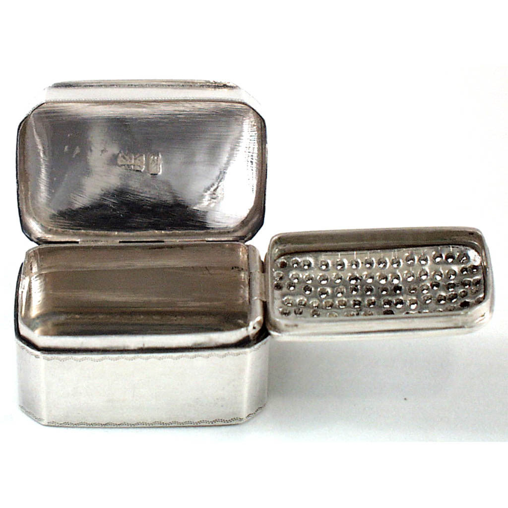 Grate open on the Samuel Kirk 11oz Silver Nutmeg Grater, Baltimore, c. 1830&#39;s