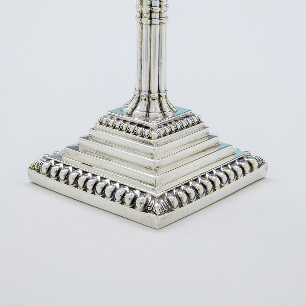 Base of Pr. George III Rare Sterling Tea Candlesticks, John Carter, London, 1769/70