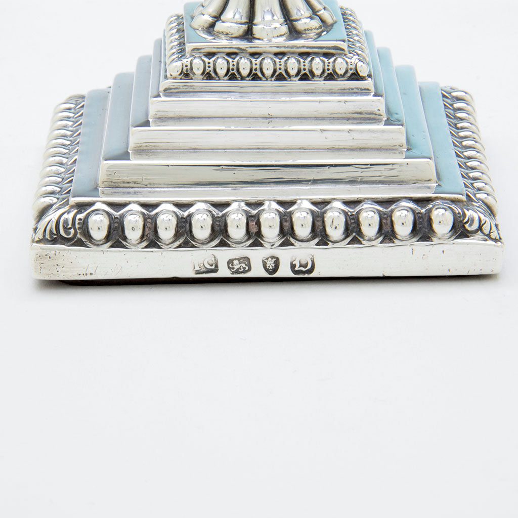 Marks on Pr. George III Rare Sterling Tea Candlesticks, John Carter, London, 1769/70